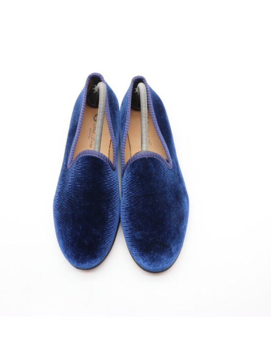 Del Toro Men’s 10 Blue Velvet Slip On Venetian Loafers Elegant Classic Italian main image 10